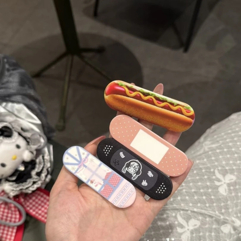 Bandage - Niedlicher Bandage-Hot-Dog Push-Pull Handyhalter Klebender Schiebe-Handyständer